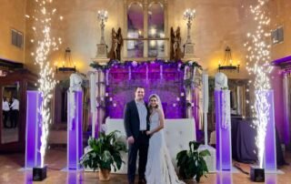 Bride and Groom ECU East Carolina University Wedding at the Chateau Des Flueres with the Total Party Package from Raleigh Best Wedding DJ Stylus
