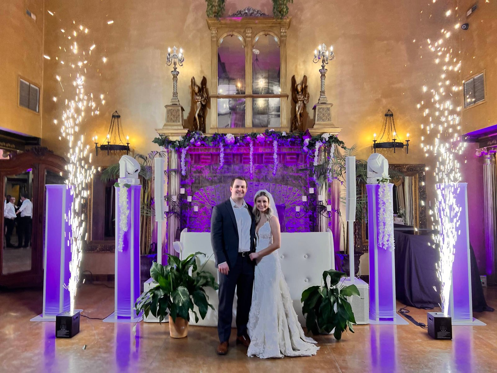 Bride & Groom Sparklers at Chateau Des Fleures - Stylus Weddings Bride and Groom ECU East Carolina University Wedding at the Chateau Des Flueres with the Total Party Package from Raleigh Best Wedding DJ Stylus